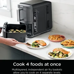Ninja DoubleStack XL Smart 2-Basket Air Fryer, 15-3/16”H x 19-1/4”W x 11-1/4”D, Deep Gray, Total Qty 1