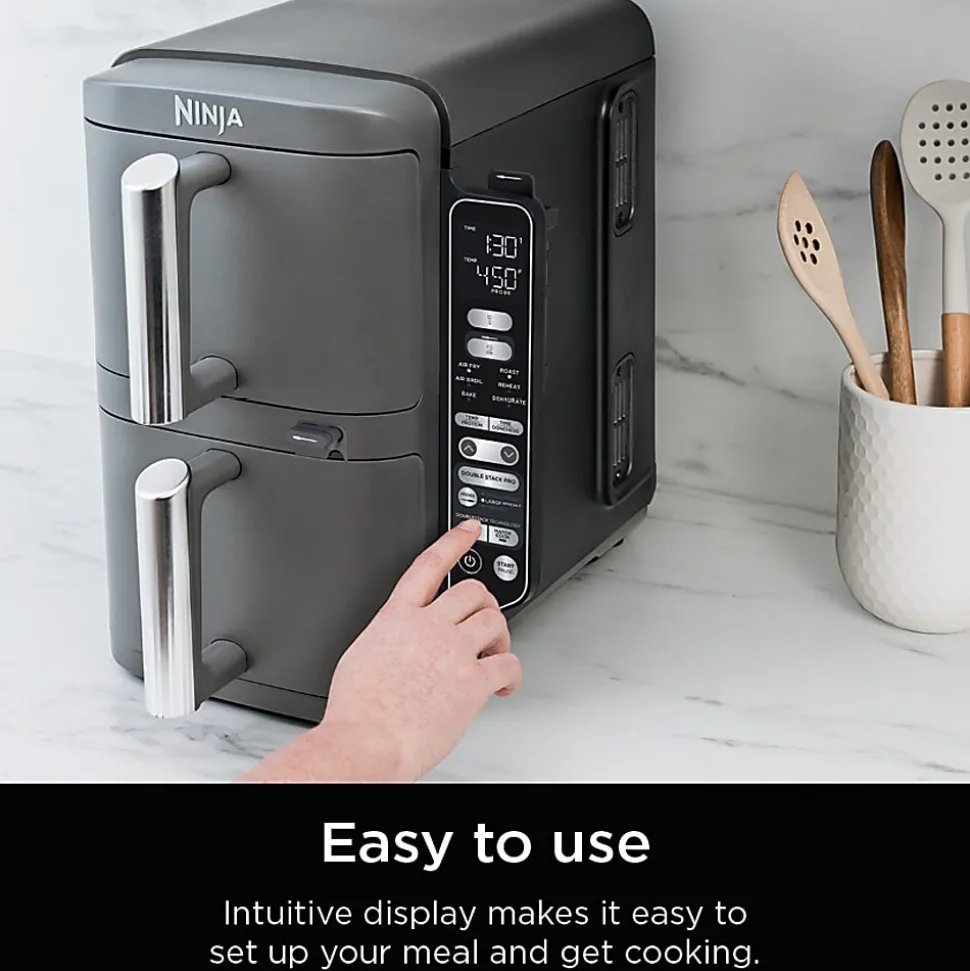 Ninja DoubleStack XL Smart 2-Basket Air Fryer, 15-3/16”H x 19-1/4”W x 11-1/4”D, Deep Gray, Total Qty 1