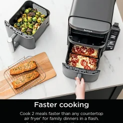 Ninja DoubleStack XL Smart 2-Basket Air Fryer, 15-3/16”H x 19-1/4”W x 11-1/4”D, Deep Gray, Total Qty 1