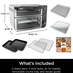 Ninja 12-in-1 Double Oven With FlexDoor, 0.55 Cu. Ft., Silver/Black, Total Qty 1