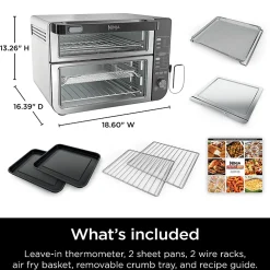 Ninja 12-in-1 Smart Double Oven With FlexDoor, 0.55 Cu. Ft., Silver/Black, Total Qty 1
