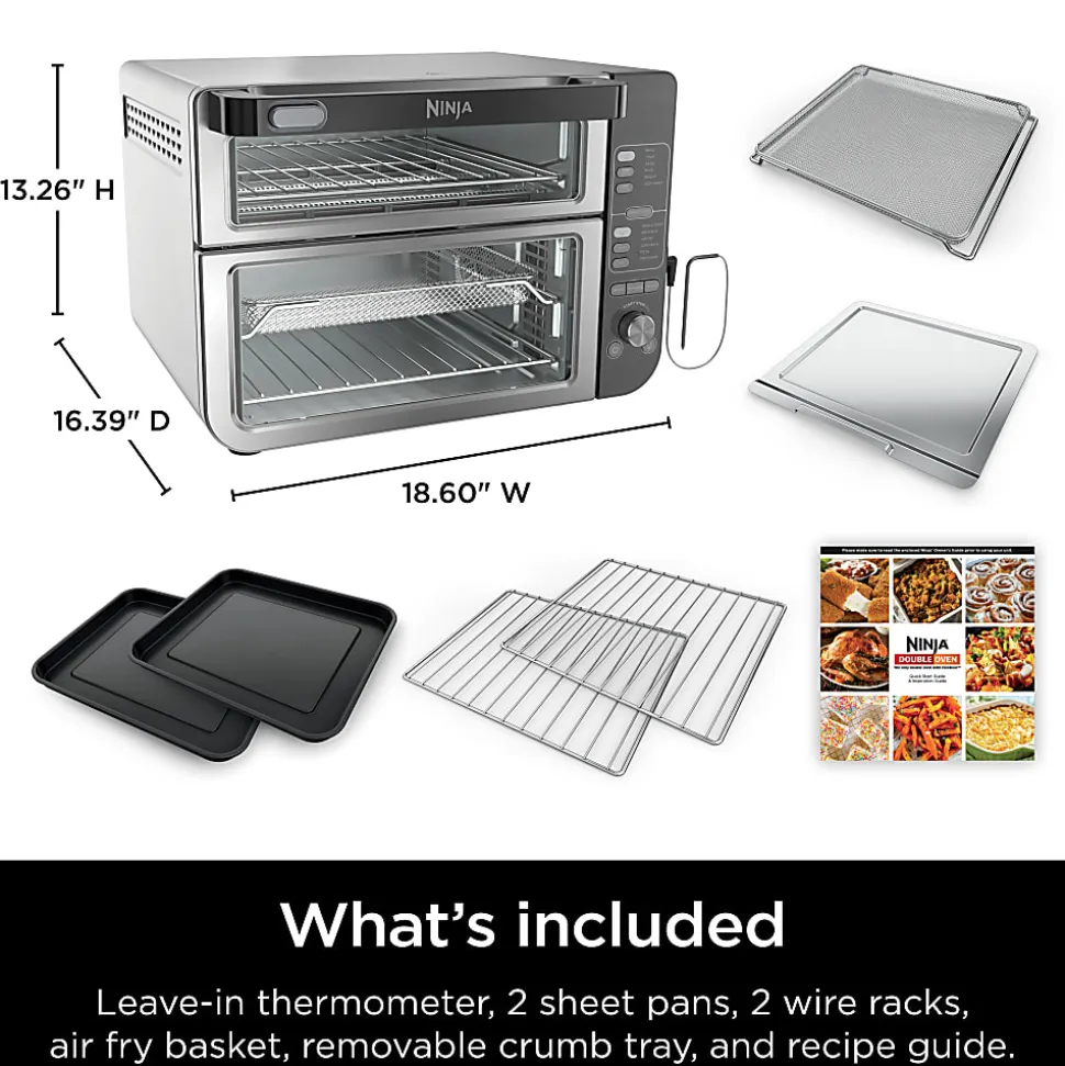 Ninja 12-in-1 Smart Double Oven With FlexDoor, 0.55 Cu. Ft., Silver/Black, Total Qty 1