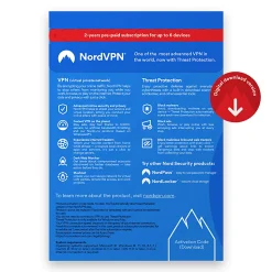 NordVPN VPN Service 2024, 10 Devices, 2-YR Subscription, Android/Windows/IOS, Download