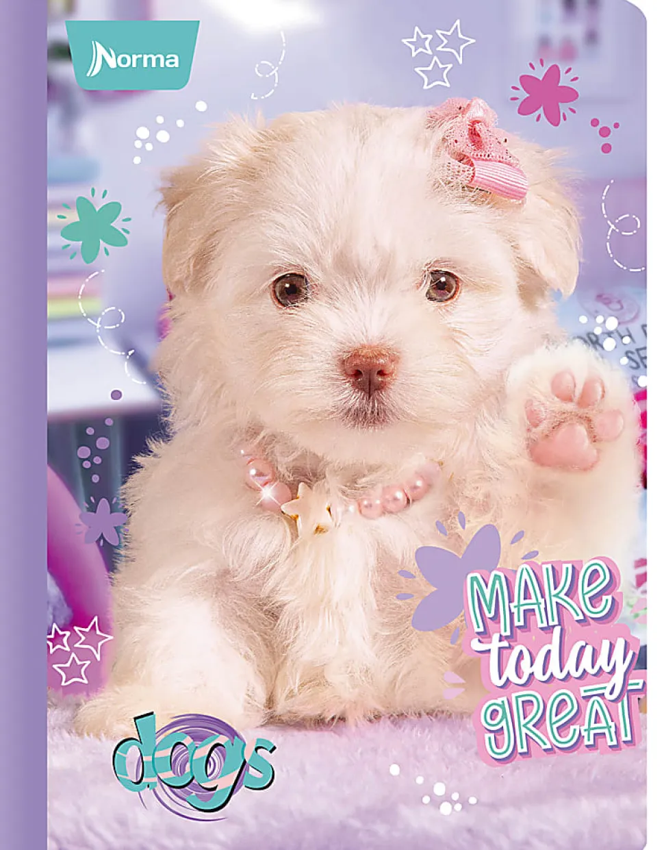 Norma Notebook, College Rule, 7-1/2" x 9-3/4", 100 Sheets, Dogs, Total Qty 1
