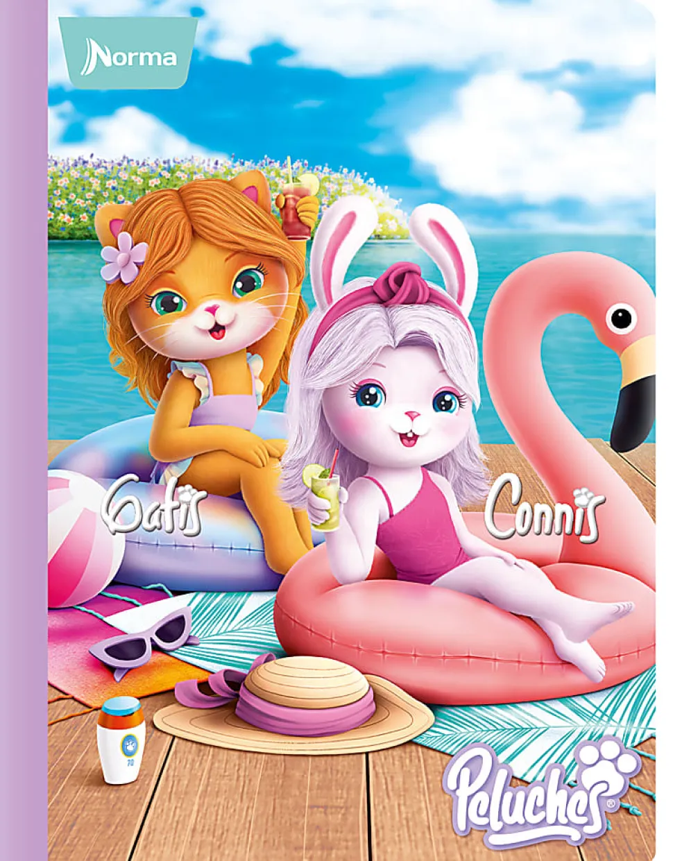 Norma Notebook, College Rule, 7-1/2" x 9-3/4", 100 Sheets, Peluches, Total Qty 1