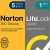 Norton™ 360 Deluxe + LifeLock Select, For 5 Devices, 1-Year Subscription, Product Key