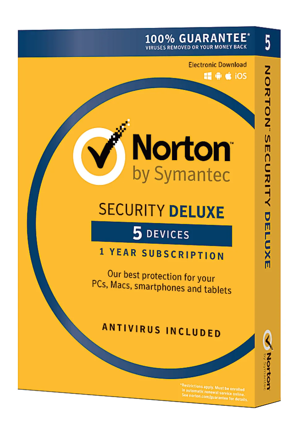 Norton™ Security Deluxe, For 5 PC/Mac®/Android/iOS Devices, Product Key