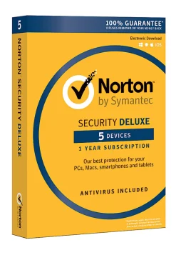 Norton™ Security Deluxe, For 5 PC/Mac®/Android/iOS Devices, Product Key