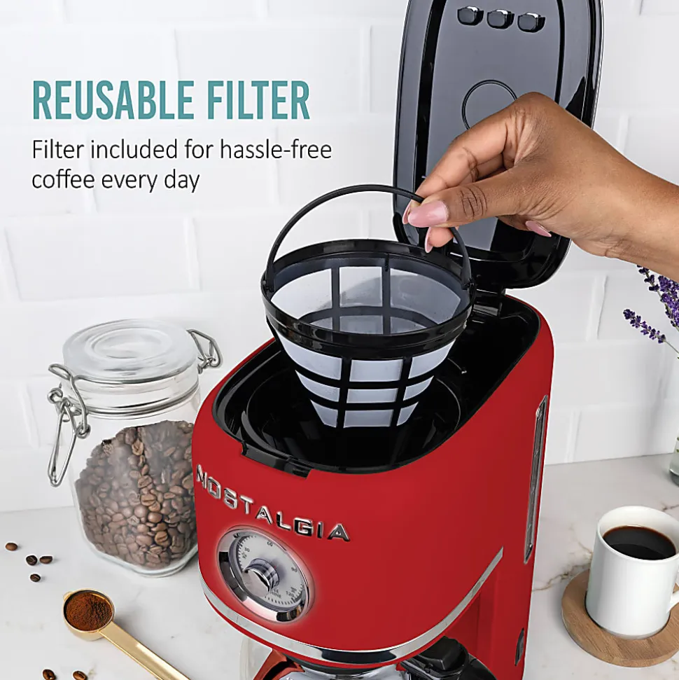 Nostalgia Classic Retro 10-Cup Coffee Maker, Red, Total Qty 1