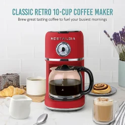 Nostalgia Classic Retro 10-Cup Coffee Maker, Red, Total Qty 1