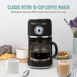 Nostalgia Classic Retro 10-Cup Coffee Maker, Black, Total Qty 1