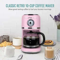Nostalgia Classic Retro 10-Cup Coffee Maker, Pink, Total Qty 1