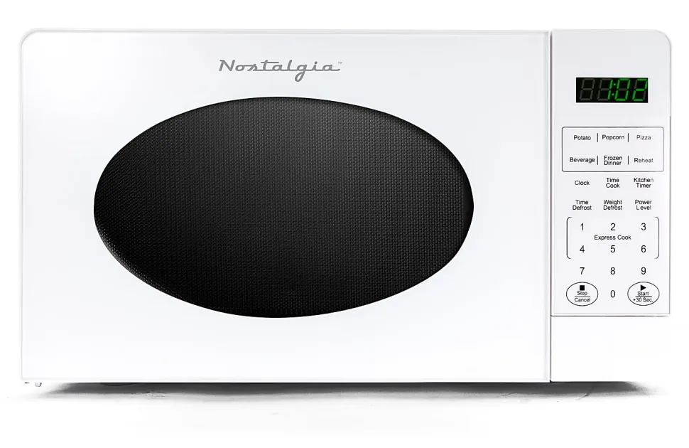 Nostalgia Retro Countertop Microwave Oven, 0.7 Cu. Ft., White