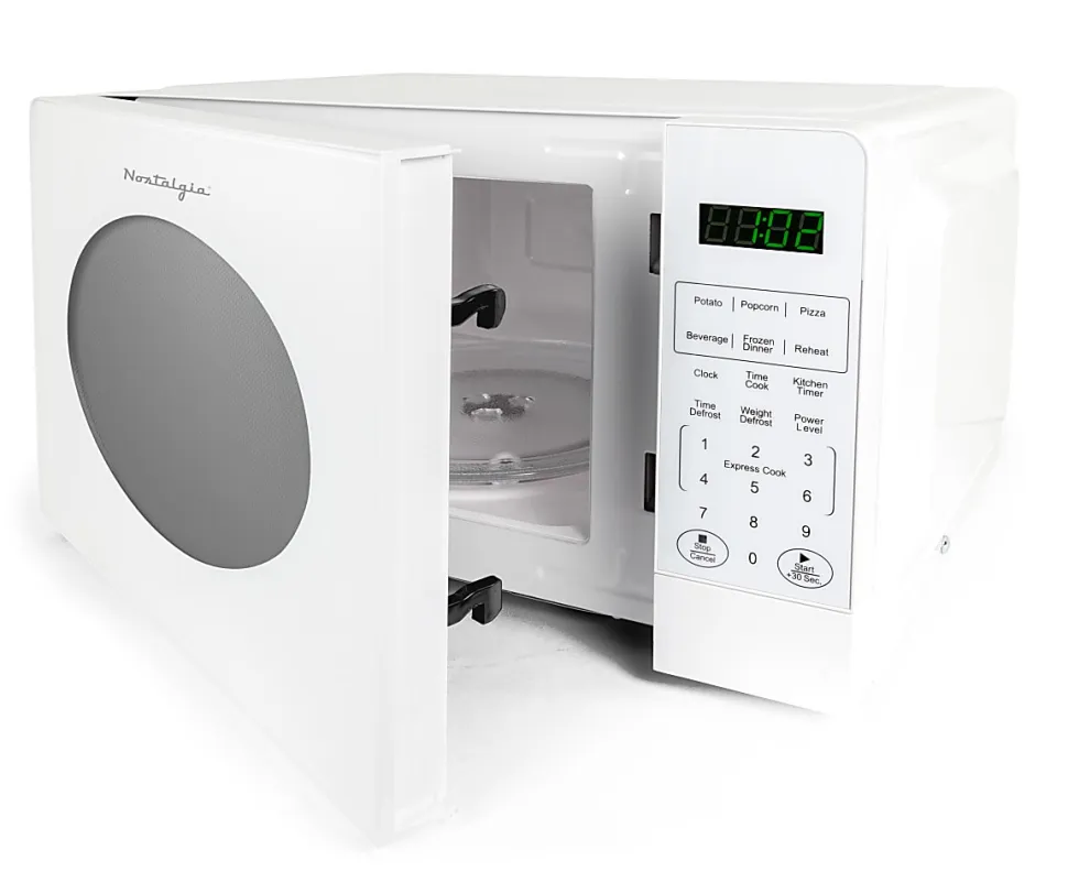 Nostalgia Retro Countertop Microwave Oven, 0.7 Cu. Ft., White