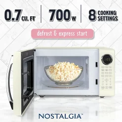Nostalgia Retro 0.7 Cu. Ft. Countertop Microwave, Ivory, Total Qty 1