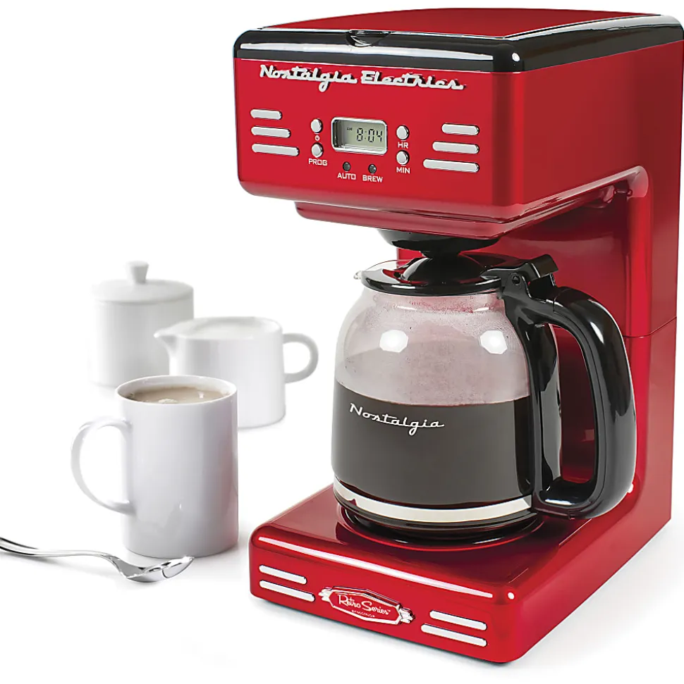 Nostalgia Retro 12-Cup Programmable Coffee Maker, Red