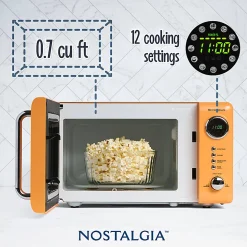 Nostalgia Retro 700W Countertop Microwave Oven, 0.7 Cu. Ft., Orange
