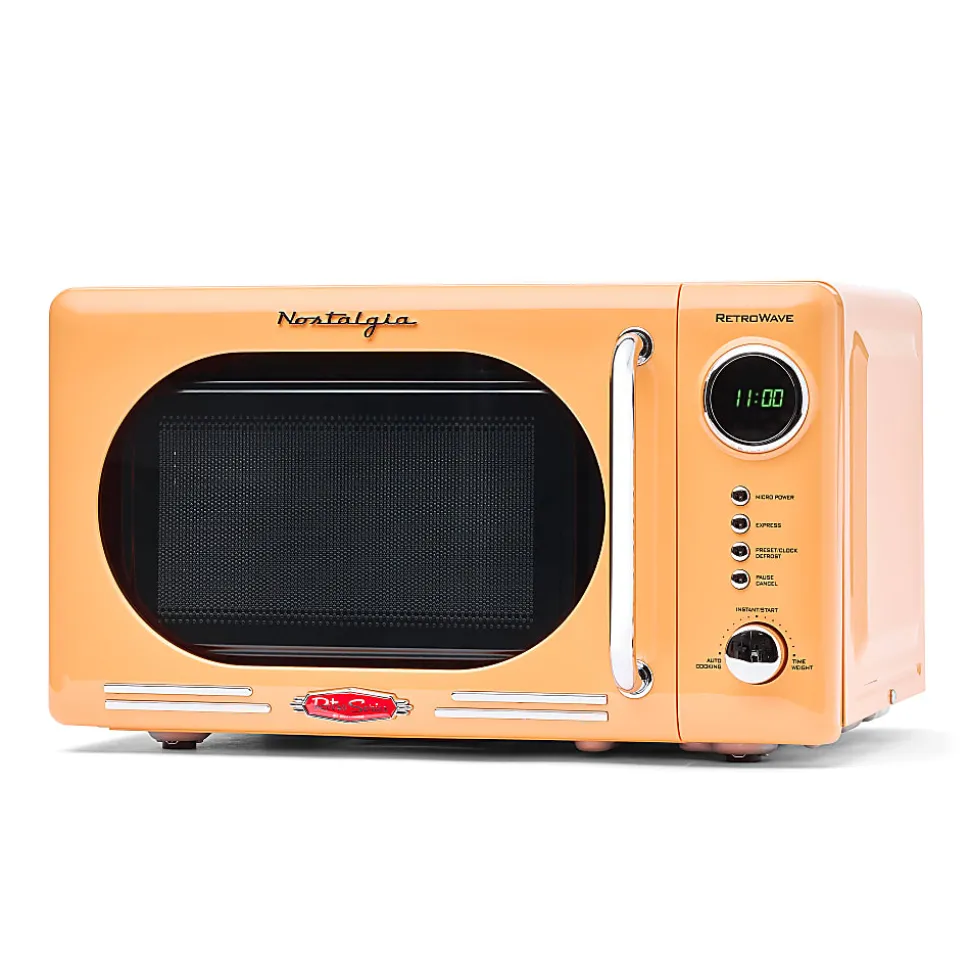 Nostalgia Retro 700W Countertop Microwave Oven, 0.7 Cu. Ft., Orange