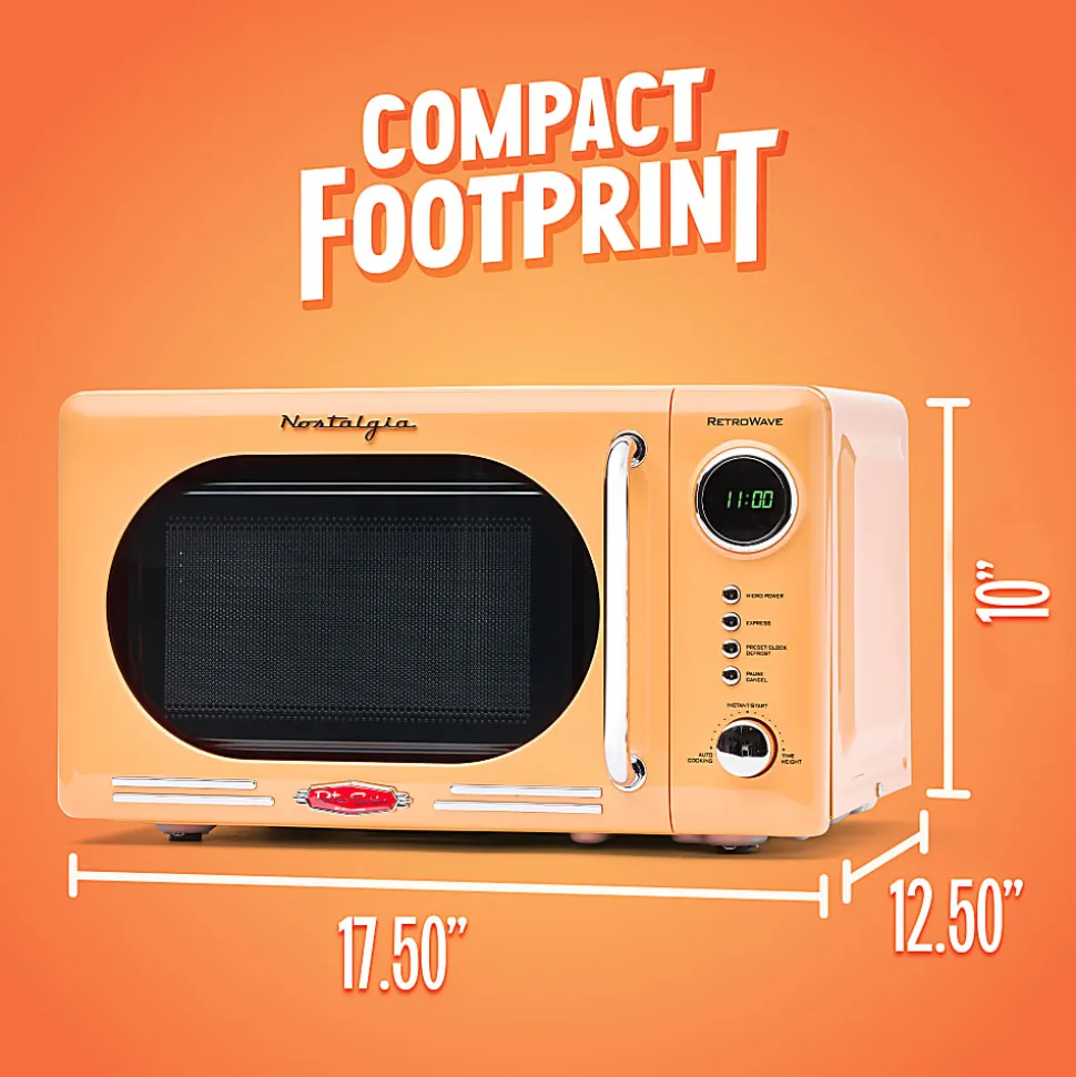 Nostalgia Retro 700W Countertop Microwave Oven, 0.7 Cu. Ft., Orange