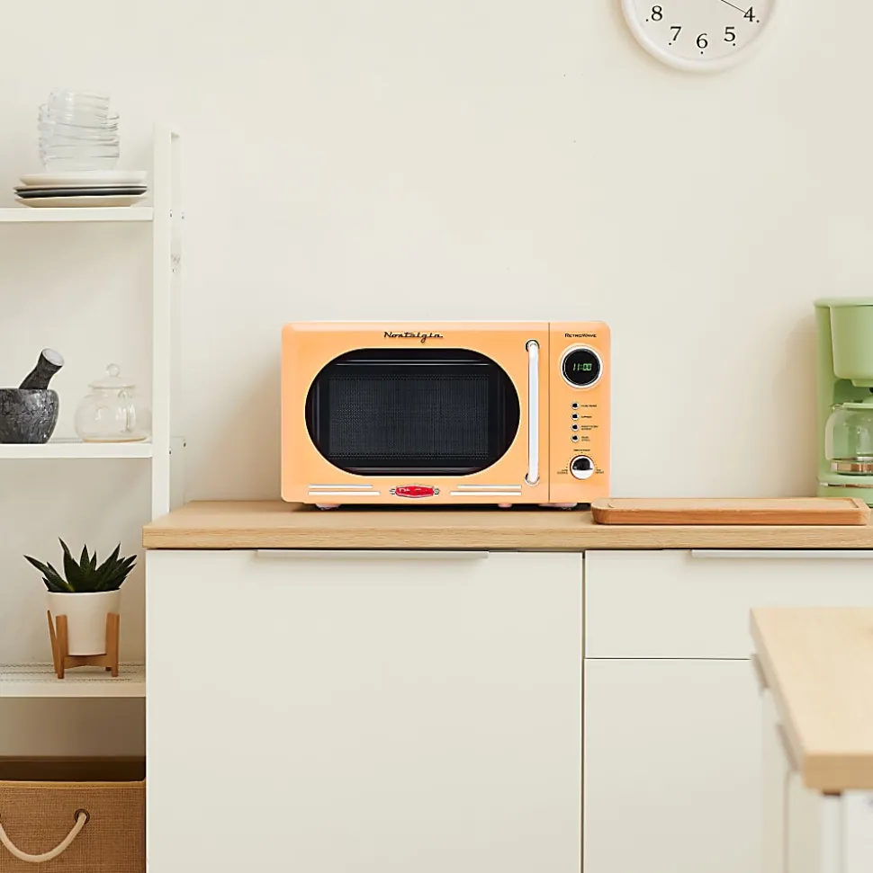 Nostalgia Retro 700W Countertop Microwave Oven, 0.7 Cu. Ft., Orange