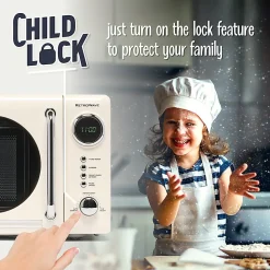 Nostalgia Retro 700W Countertop Microwave Oven, 0.7 Cu. Ft., Ivory
