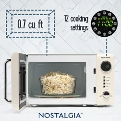 Nostalgia Retro 700W Countertop Microwave Oven, 0.7 Cu. Ft., Ivory