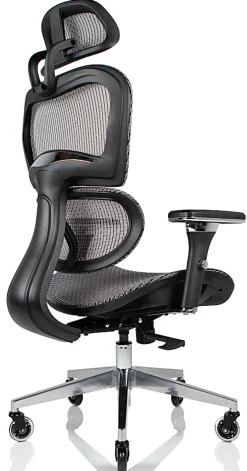 Nouhaus Ergo3D Ergonomic Fabric High-Back Office Chair, Silver Gray