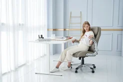 Nouhaus Posture Ergonomic PU Leather High-Back Executive Office Chair, Flat Taupe