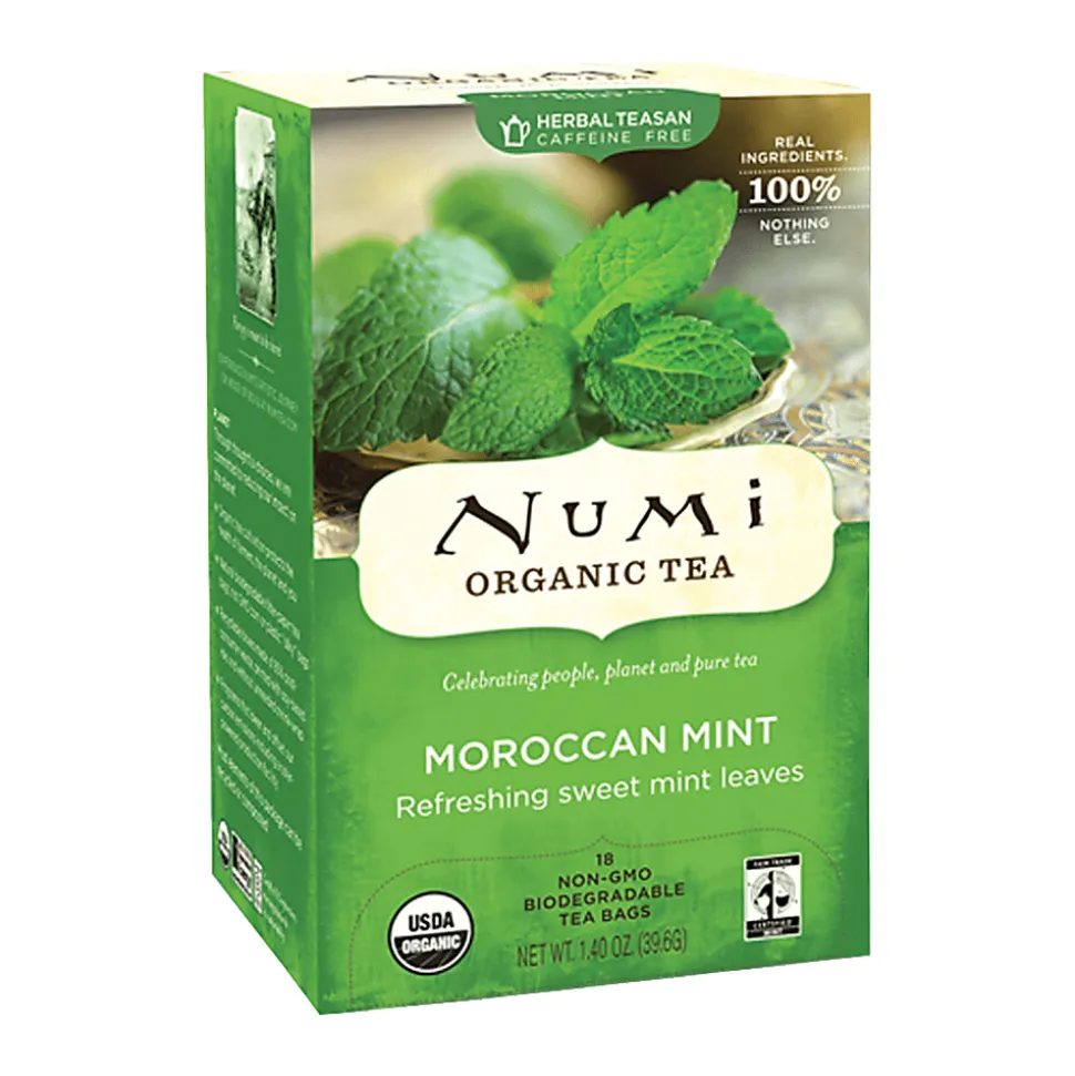 Numi® Morroccan Mint Herbal Tea, Box Of 18