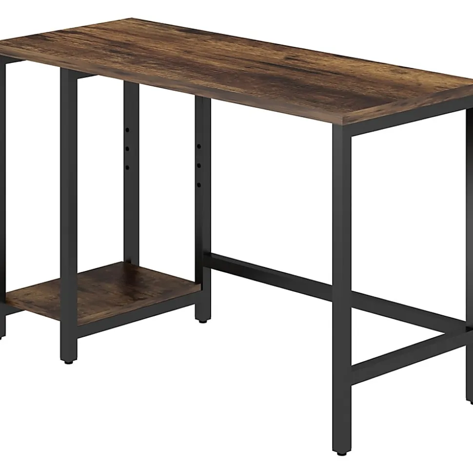 NuSparc Metal Frame Desk - Vintage Oak, Black Top - Contemporary Style - 220 lb Capacity