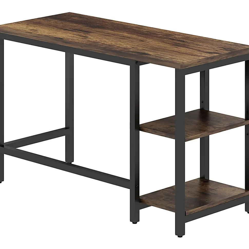 NuSparc Metal Frame Desk - Vintage Oak, Black Top - Contemporary Style - 220 lb Capacity