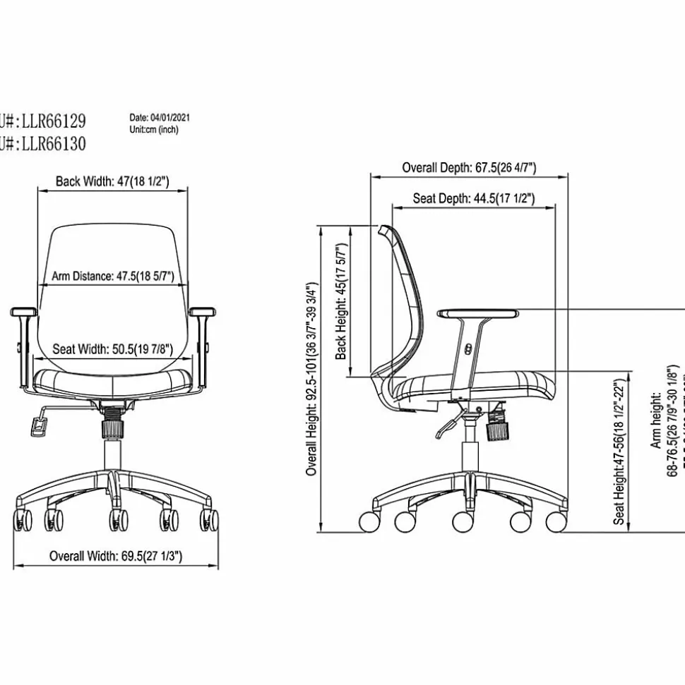 NuSparc Mid-Back Task Chair - Fabric Back Material - Mid Back - 5-star Base - Gray - Armrest - 1 Each