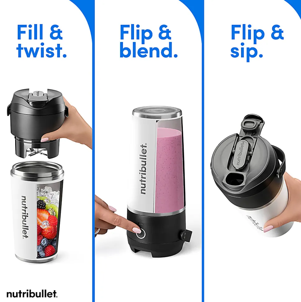 Nutribullet Flip Insulated Portable Blender, 20 Oz, Matte White, Total Qty 1