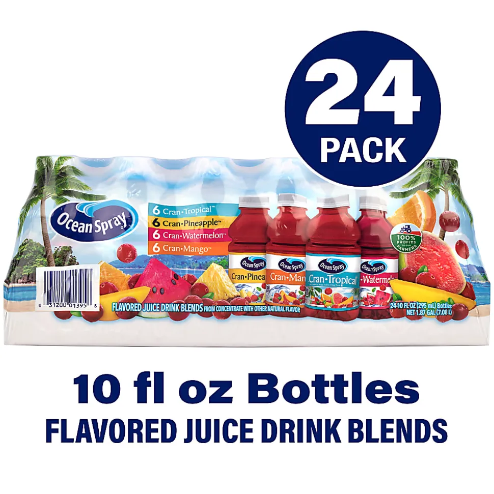 Ocean Spray Tropical Juice Variety Pack, 10 Oz, Pack Of 24 Juices