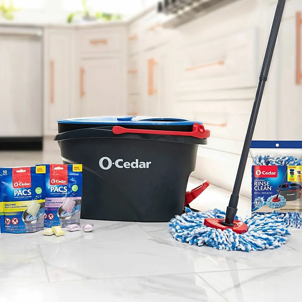 O-Cedar EasyWring RinseClean Spin Mop - MicroFiber Head - Washable, Reusable, Machine Washable, Refillable, Telescopic Handle - Multi - 1 Each