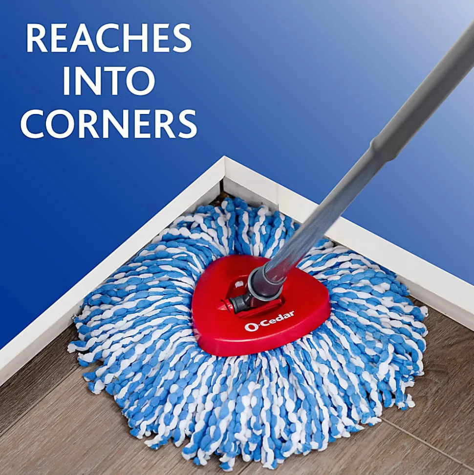 O-Cedar EasyWring RinseClean Spin Mop - MicroFiber Head - Washable, Reusable, Machine Washable, Refillable, Telescopic Handle - Multi - 1 Each