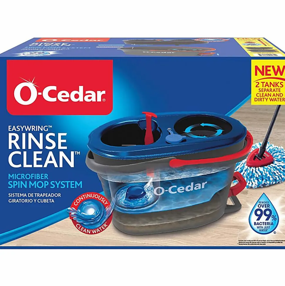 O-Cedar EasyWring RinseClean Spin Mop - MicroFiber Head - Washable, Reusable, Machine Washable, Refillable, Telescopic Handle - Multi - 1 Each