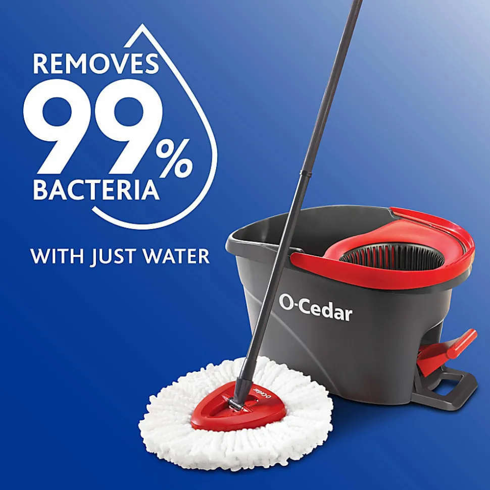 O-Cedar EasyWring Spin Mop & Bucket System - Red, Gray - 1 Each