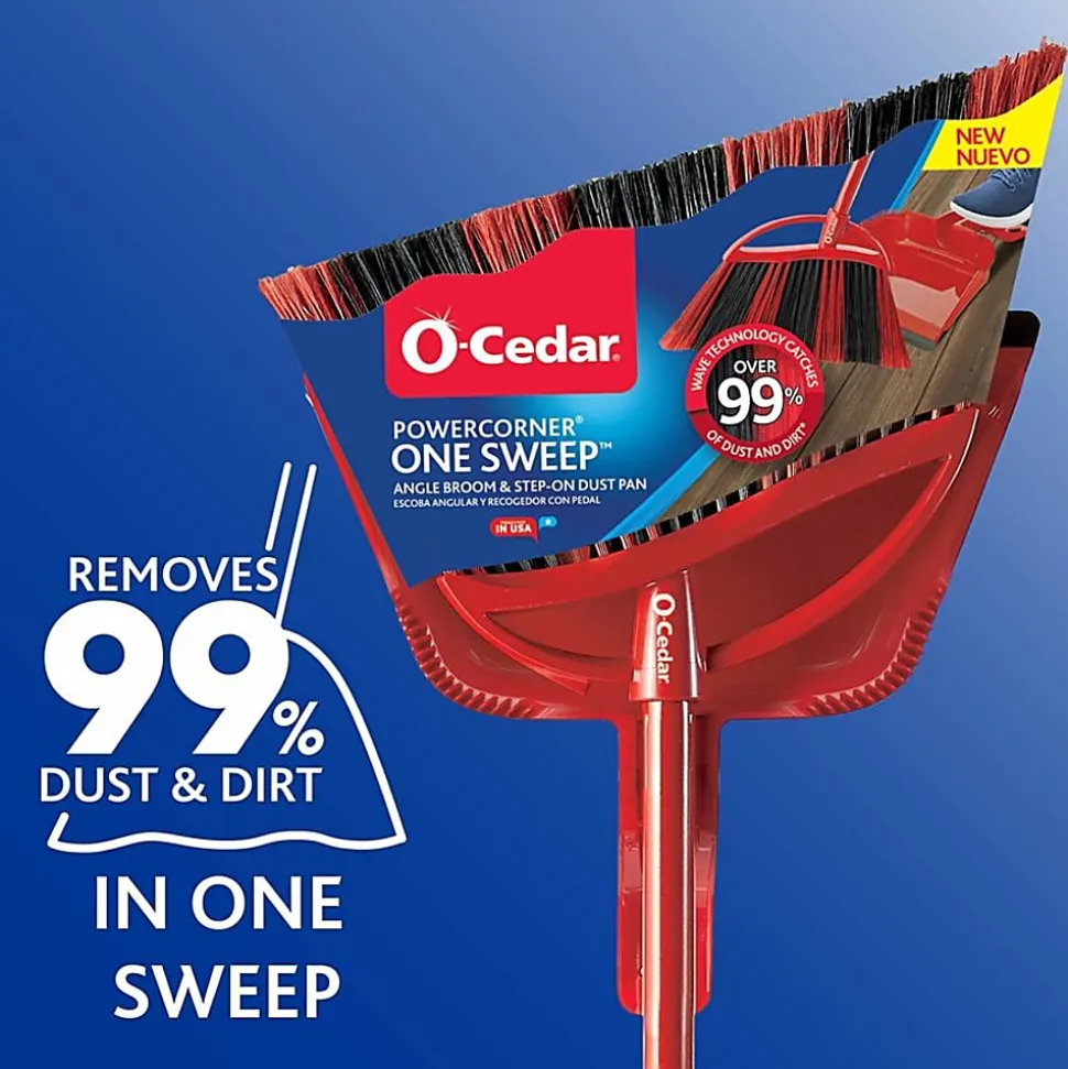O-Cedar PowerCorner One Sweep Broom - Red, Black, Gray - 1 Each