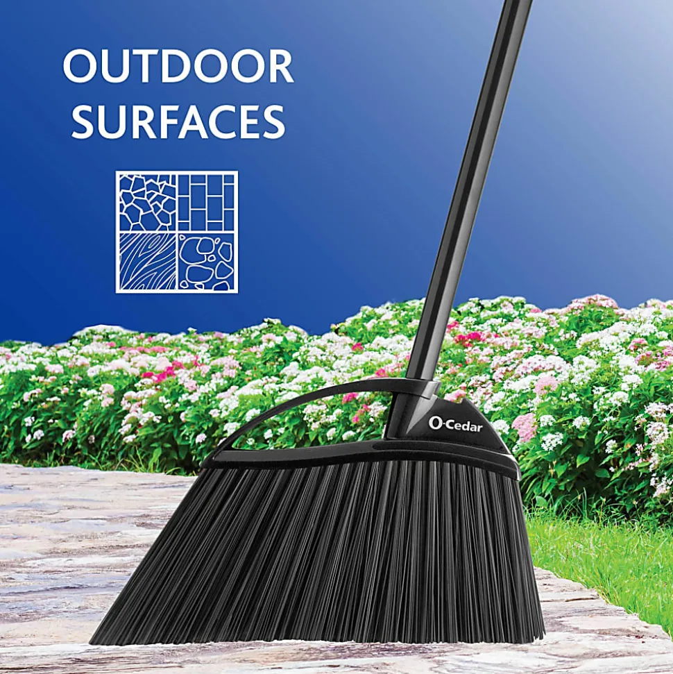 O-Cedar PowerCorner Outdoor Broom - Black, Gray - 1 Each
