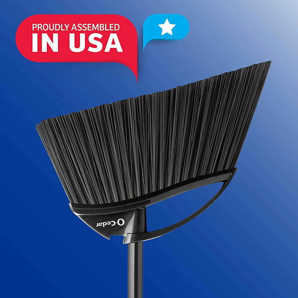 O-Cedar PowerCorner Outdoor Broom - Black, Gray - 1 Each