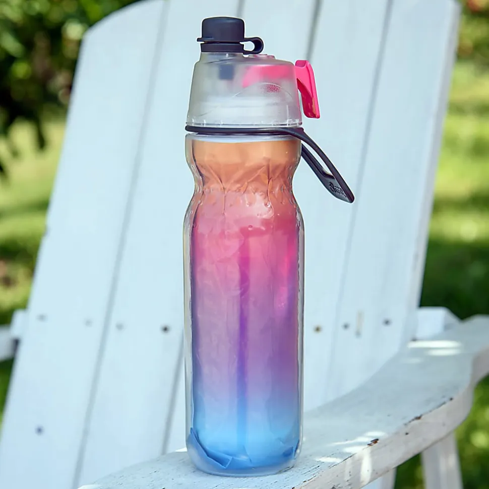 O2COOL Mist N’ Sip Water Bottle, 20 Oz, Ombre Raspberry