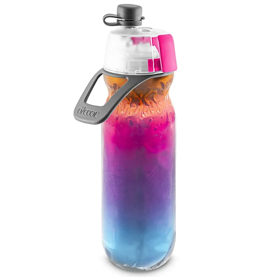 O2COOL Mist N’ Sip Water Bottle, 20 Oz, Ombre Raspberry