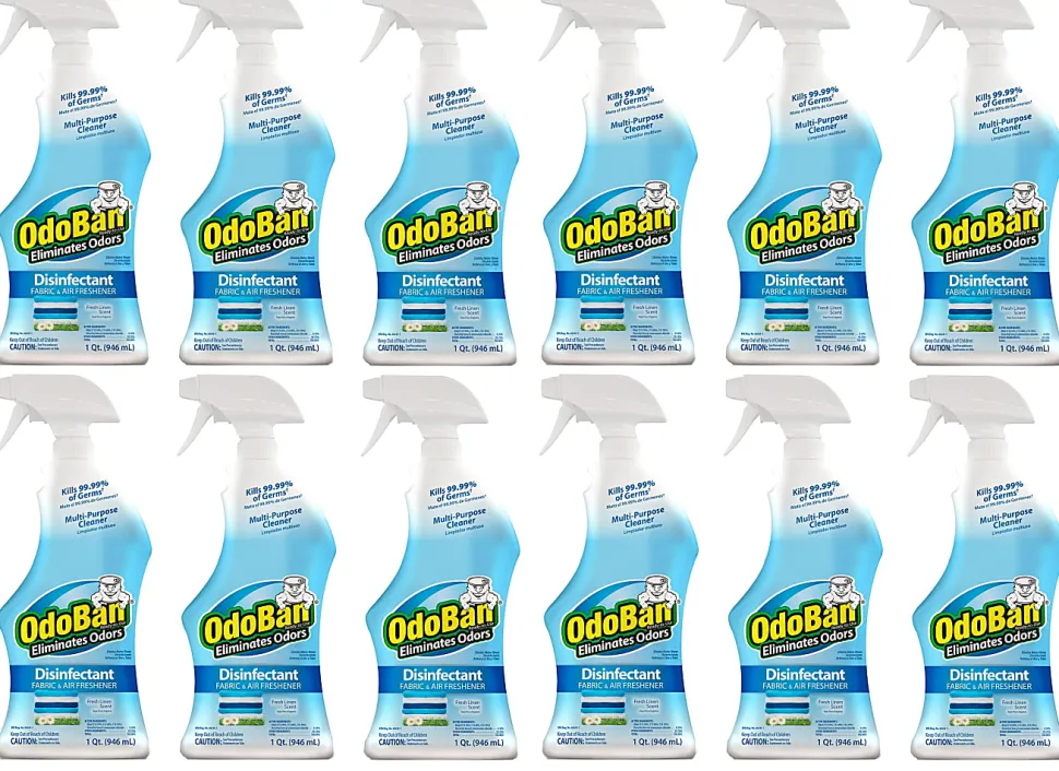 OdoBan Odor Eliminator Disinfectant Spray, Fresh Linen Scent, 32 Oz, Case Of 12 Bottles