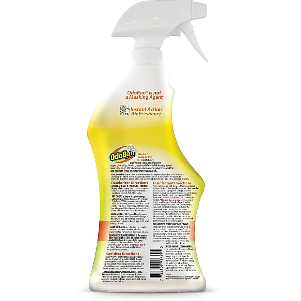 OdoBan Odor Eliminator Disinfectant Spray, Citrus Scent, 32 Oz Bottle