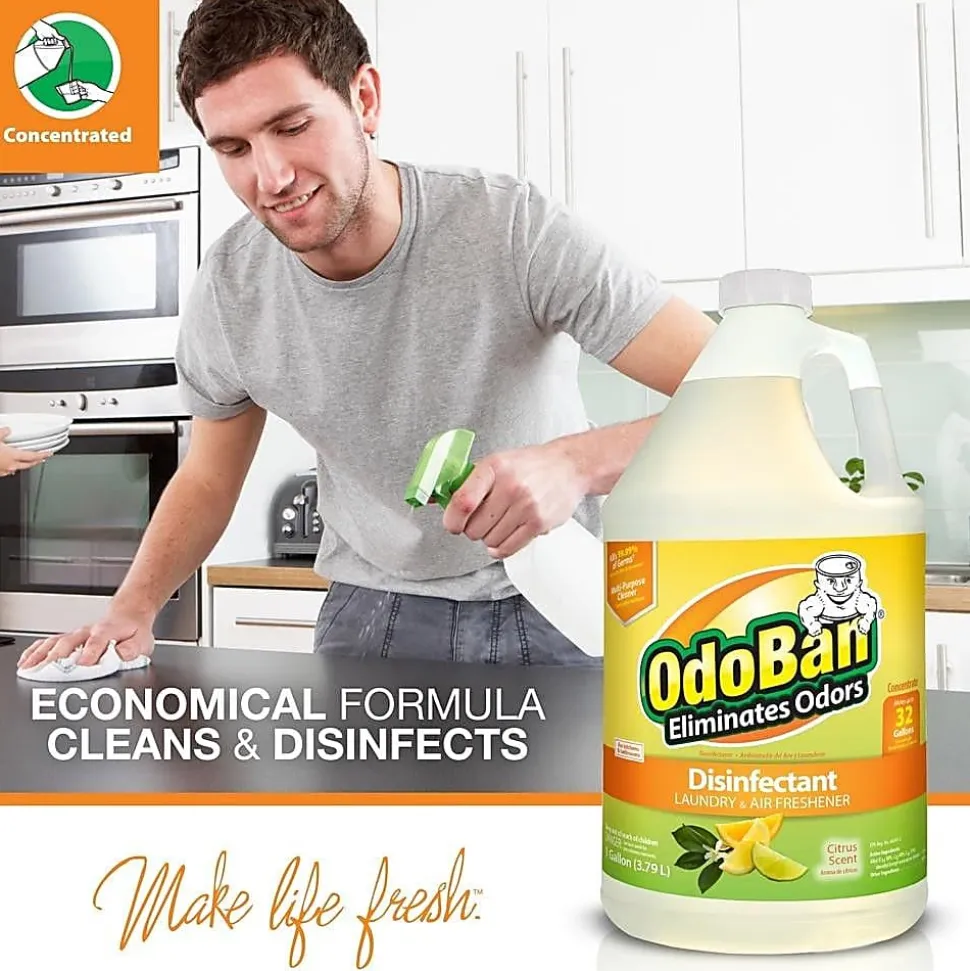 OdoBan Odor Eliminator Disinfectant Concentrate, Citrus Scent, 128 Oz, Case Of 4 Bottles