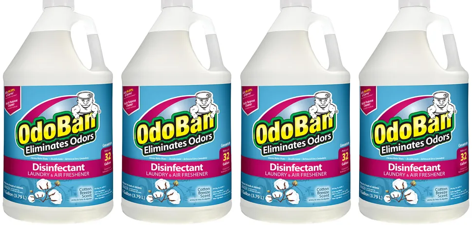 OdoBan Odor Eliminator Disinfectant Concentrate, Cotton Breeze Scent, 128 Oz, Case Of 4 Bottles