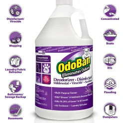 OdoBan Professional Disinfectant and Odor Eliminator Concentrate, Lavender Scent, 1 Gallon, Pack Of 4 Jugs