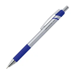 Office DepotĀ® Brand Advanced Ink Retractable Ballpoint Pens, Needle Point, 0.7 mm, Silver Barrel, Blue Ink, Pack Of 12