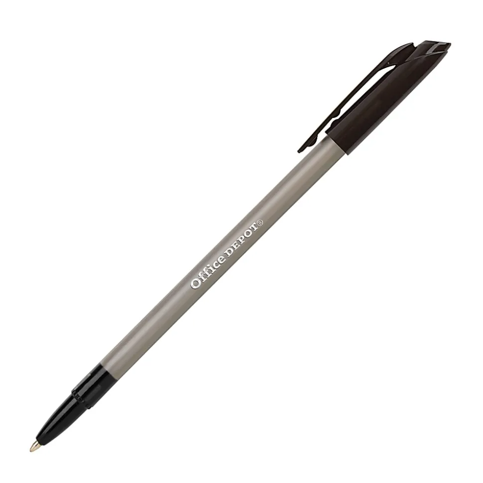 Office Depot® Brand Ballpoint Stick Pens, Medium Point, 1.0 mm, Black Barrel, Black Ink, Pack Of 36